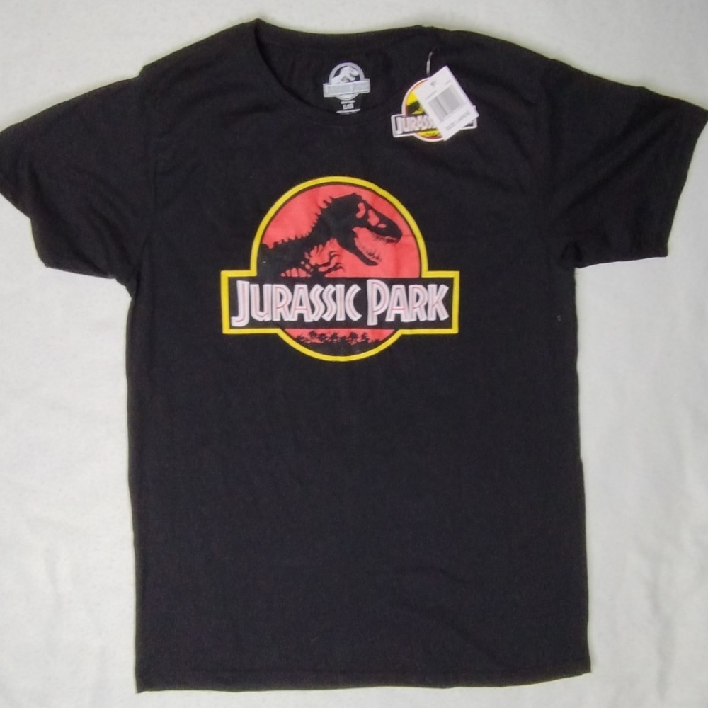 Jurassic Park Graphic T-Shirt Dinosaur Logo Crew Neck Short Sleeve‎ Large